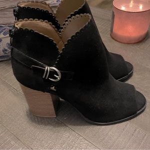 Maurices Never worn. Black open toe bootie size 9. Never worn.